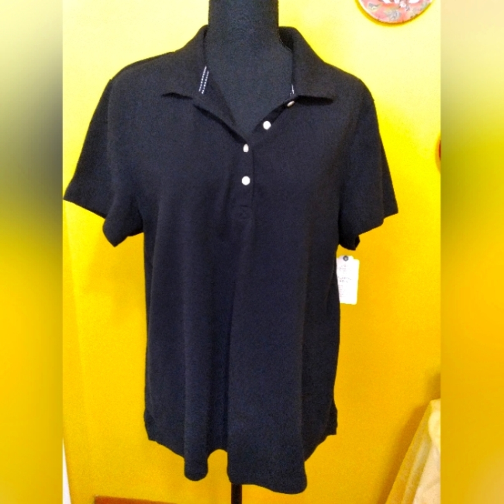 St. John's Bay Black Classic Polo Shirt Size  Petit XXL